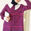 Plaid Asymmetrical Collar Shirt Plum