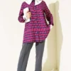 Plaid Asymmetrical Collar Shirt Plum - immagine 2