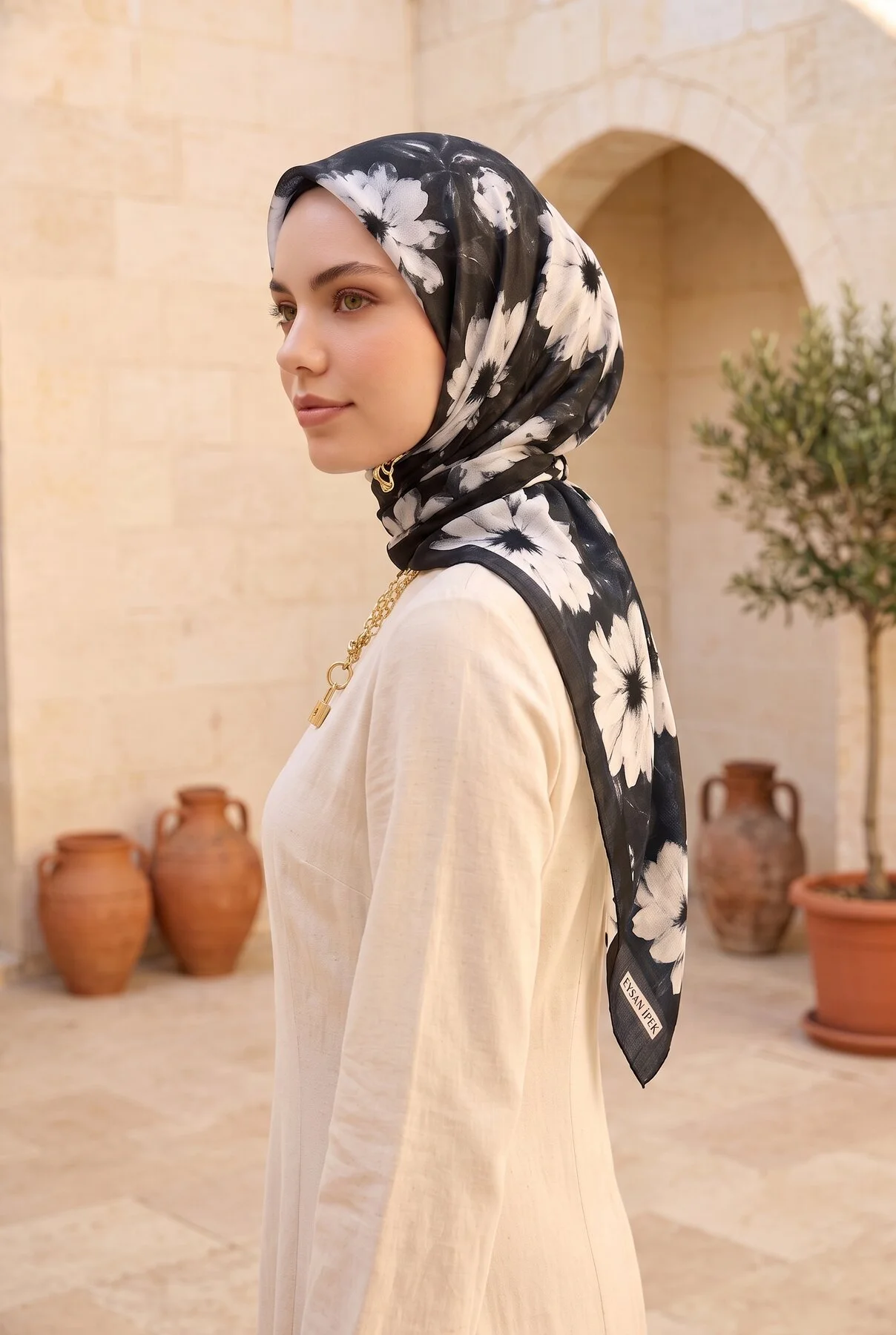 Elite Flower Pattern Scarf Series Black
