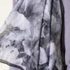 Floral Bamboo Crinkle Scarf with Stripe Details Black - الصورة 4