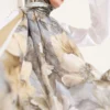 Floral Bamboo Crinkle Scarf with Stripe Details Oil Green