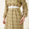 Gathered Hem Edge Relaxed Fit Chiffon Dress Oil Green – Bild 4