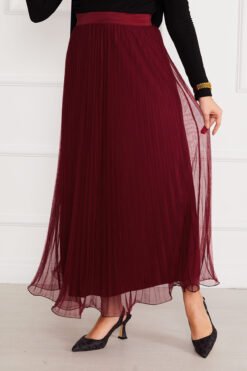 Alternative view of Flounce Hem Edge Modest Tulle Skirt Burgundy