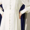Pleated Belted Dress with Hem Edge Ecru – Bild 4