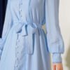 Pleated Belted Dress with Hem Edge Baby Blue - immagine 4