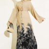 Patterned Full-Button Hem Dress Black