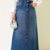 Fringe Hem Edge Jean Skirt Denim