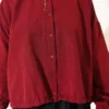 Relaxed Fit Hem Edge Tunic with Gathered Details Burgundy - Image 4