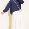 Relaxed Fit Hem Edge Tunic with Gathered Details Navy Blue – Bild 2