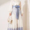 Ethnic Patterned Self-Belt Skirt Blue - Imagen 2