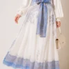 Ethnic Patterned Self-Belt Skirt Blue - Imagen 3