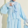 Ruffled Detail Tie Waist Skirt Set Baby Blue - immagine 2