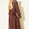 Ruffled Detail Tie Waist Skirt Set Brown – Image 3
