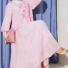 Ruffled Detail Tie Waist Skirt Set Pink