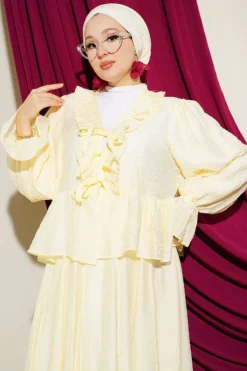 Alternative view of Ruffled Detail Tie Waist Skirt Set Yellow