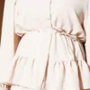 Ruffled Detail Belted Skirt Set Beige – Image 4