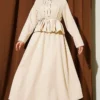 Ruffled Detail Belted Skirt Set Beige – Image 5
