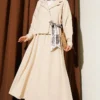 Ruffled Detail Belted Skirt Set Beige – Image 6