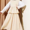 Ruffled Detail Belted Skirt Set Beige – Image 7