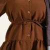 Ruffled Detail Belted Skirt Set Brown – Image 4