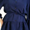 Ruffled Detail Belted Skirt Set Navy Blue - Afbeelding 4