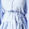 Ruffled Detail Belted Skirt Set Blue - Afbeelding 4