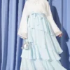 Ruffled Waistband Detail Chiffon Skirt with Hem Edge Blue - Imagen 2