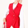 Ruffled Lace Vest Two-Piece Set Red - Image 2