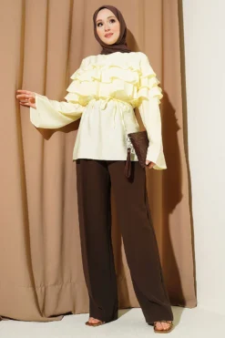 Alternatieve weergave van Ruffled Tie Waist Tunic Yellow
