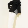Ruffled Tie Waist Tunic Black - immagine 2