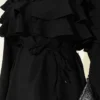 Ruffled Tie Waist Tunic Black - immagine 4