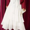 Ruffled Belt Detail Chiffon Skirt Ecru