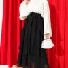 Ruffled Belt Detail Chiffon Skirt Black – Bild 2