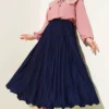 Ruffled Pleated Waistband Skirt Navy Blue - immagine 2