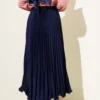Ruffled Pleated Waistband Skirt Navy Blue - immagine 3
