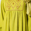 Embroidered Dress with Ankle Elastic Oil Green - immagine 4