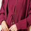 Zippered Jacket Modal Dress Set Burgundy - Imagen 4