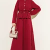 Zippered Square Belted Two-Piece Set Burgundy – Image 5