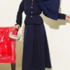Zippered Jacket Modal Dress Set Navy Blue - Imagen 5