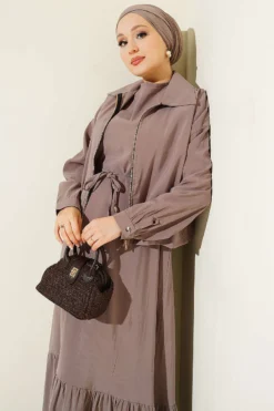 Alternative view of Zippered Jacket Modal Dress Set Mink