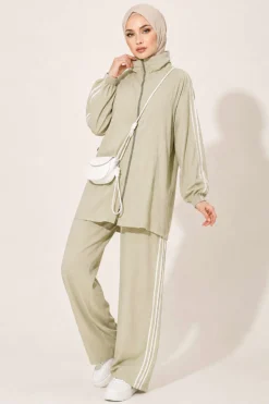 Alternative view of Zippered Striped Detail Two-Piece Set