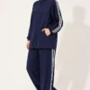 Zippered Striped Detail Two-Piece Set Navy Blue – Image 3