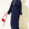 Star Accessory Long Tunic Two-Piece Set Navy Blue