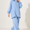 ⁦Zippered Striped Detail Two-Piece Set Blue⁩ - الصورة ⁦3⁩