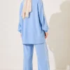 ⁦Zippered Striped Detail Two-Piece Set Blue⁩ - الصورة ⁦4⁩