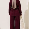 Zippered Square Belted Two-Piece Set Burgundy – Image 4