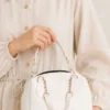 Zippered Chain Detail Women's Handbag White