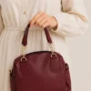 Zippered Chain Detail Women's Handbag Burgundy