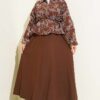 Striped Ruffled Tunic Set Brown - Imagen 5
