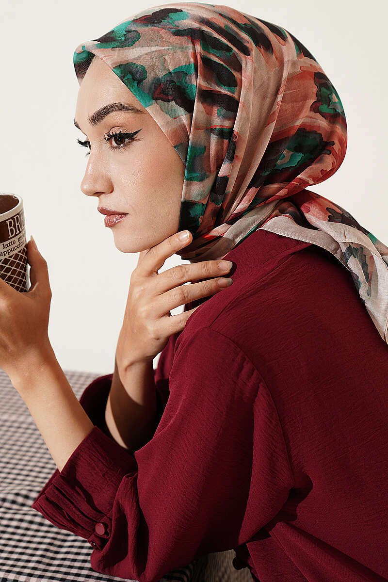 Brushed Pattern Soft Scarf Beige - Afbeelding 2